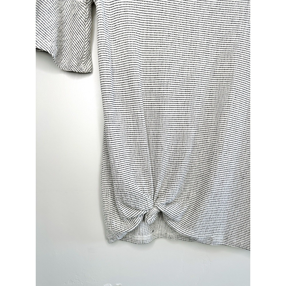 LC Lauren Conrad Striped Twist-Front Ruffle Sleeve Top XS Oversized Boho Career - Picture 5 of 16